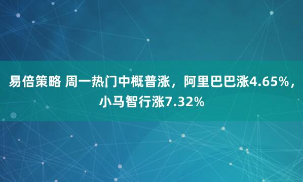 易倍策略 周一热门中概普涨，阿里巴巴涨4.65%，小马智行涨7.32%
