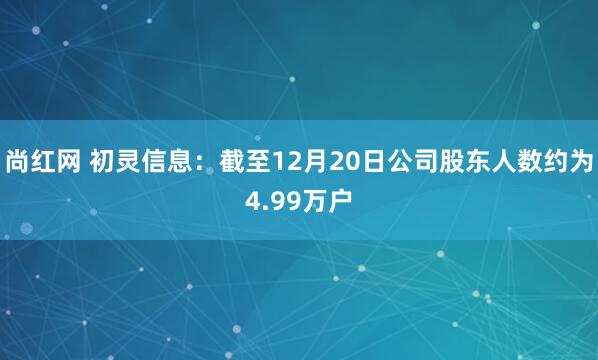 尚红网 初灵信息：截至12月20日公司股东人数约为4.99万户